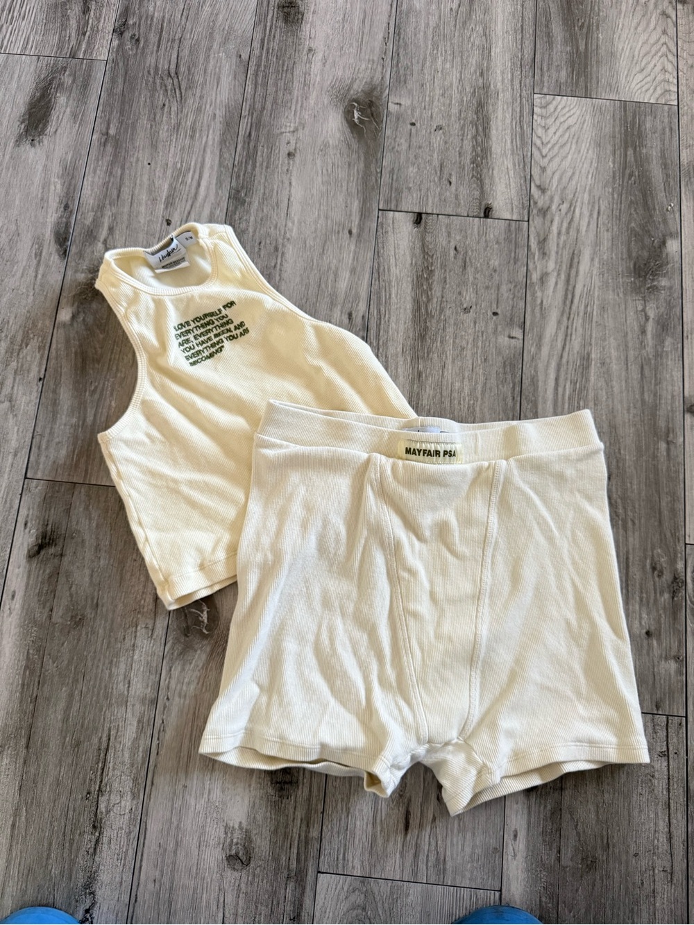 Mayfair PSA Cream Ribbed Tank and Shorts Set